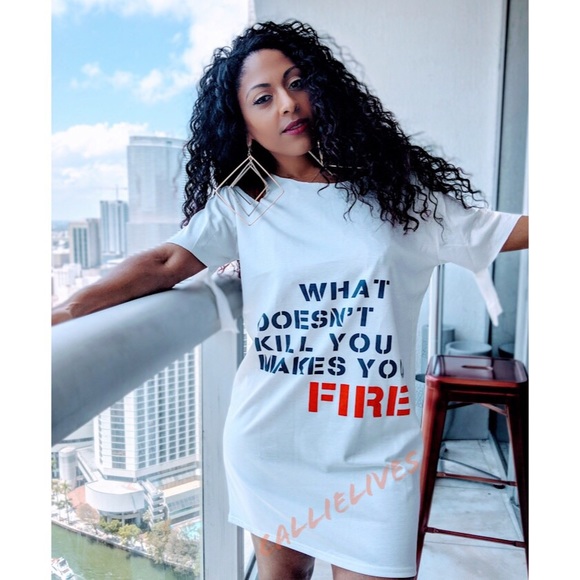 Miz FIRE: What Doesn' Kill You Makes T-Shirt Dress - Picture 7 of 8